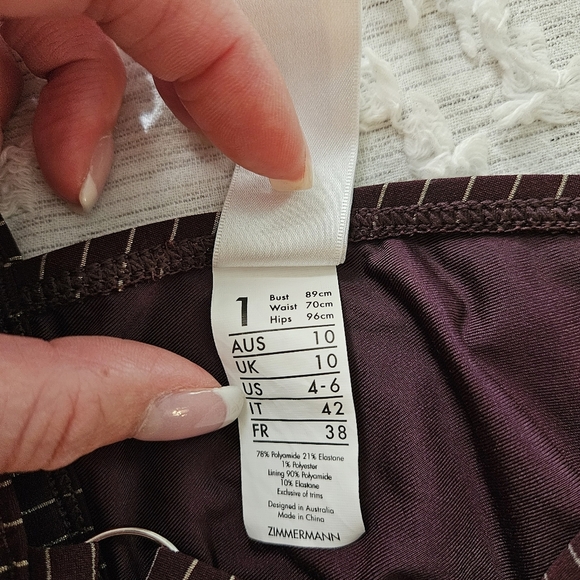 Zimmermann Maroon And Gold Pin Striped Bikini Top Size 1 (US 4-6) - Picture 6 of 8